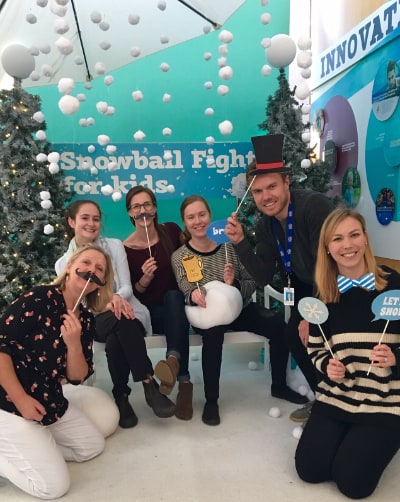 Members of lab at Snowball Fight for Kids fundraiser